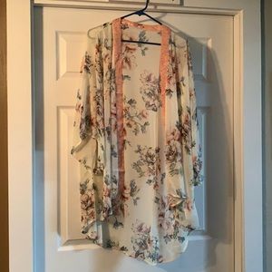 Floral sheer flowy chiffon kimono